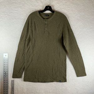 Alpine Design T-Shirt Mens Medium Olive Green Cotton Henley Raglan Sleeve 7235‎